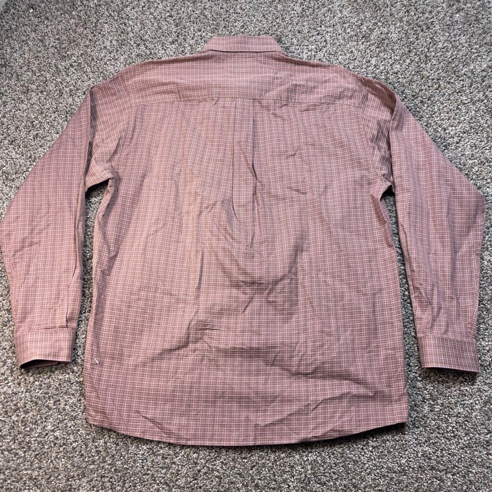 Cinch Men's Large Western Button Down Shirt Brown Pink Grid Check Long Sleeve - Picture 2 of 7